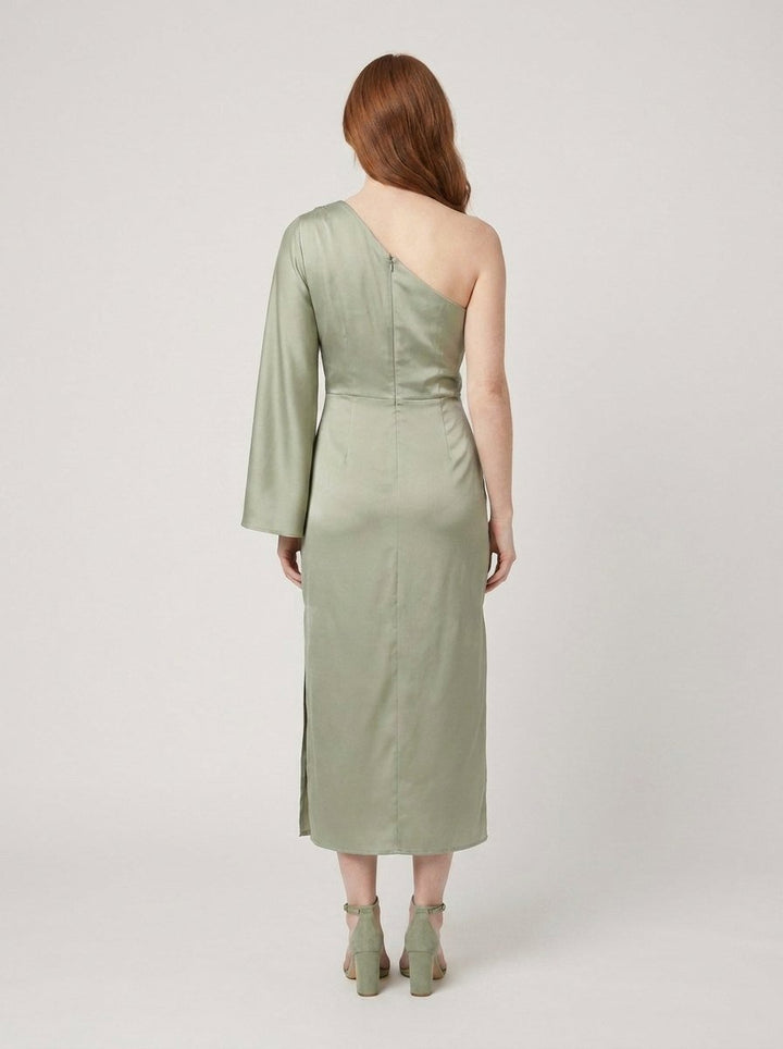Satin Elegance one-shoulder dress back view