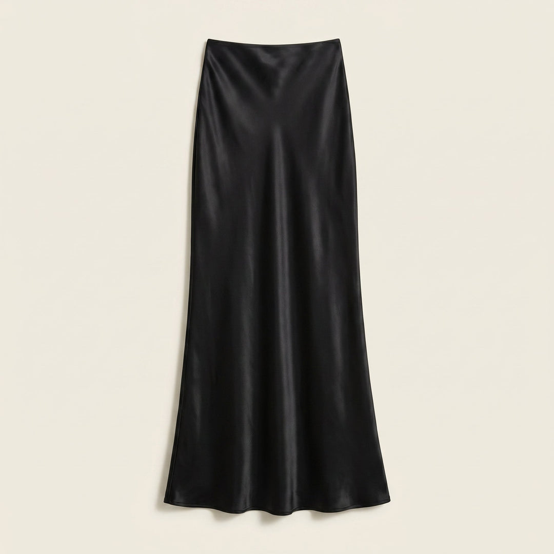 Satin maxi skirt black flat lay