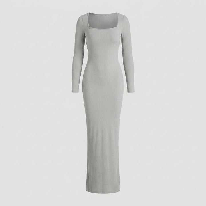 Sculptura long sleeve maxi shapewear dress grey flat-lay
