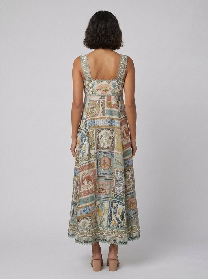 Sela linen print maxi back view
