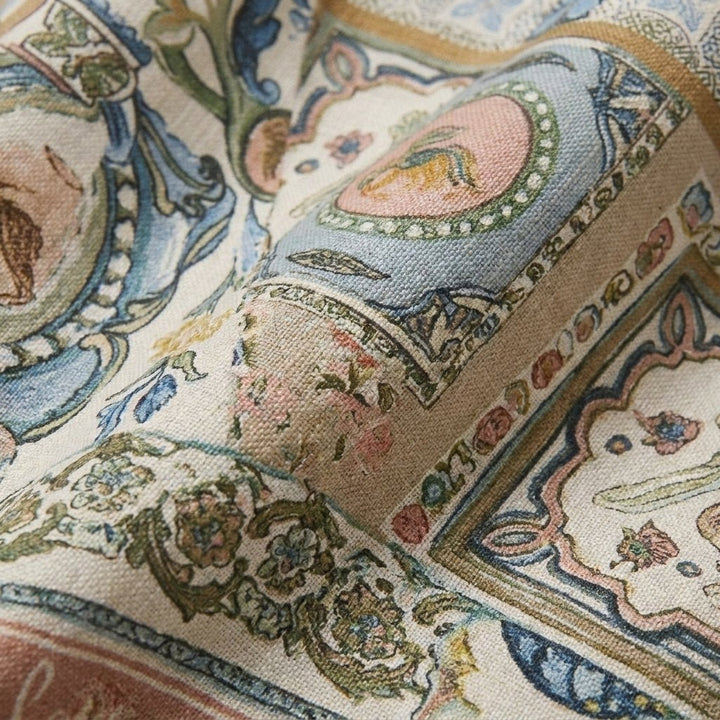 Sela linen print fabric close-up