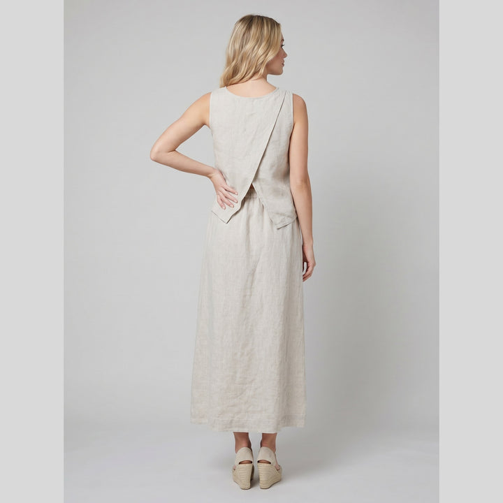 Senti natural linen maxi skirt back