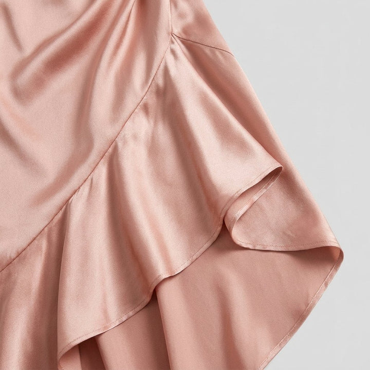 Sidonie blush pink satin fabric detail