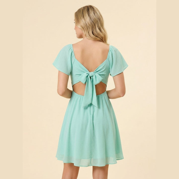 Sienna V dress open back bow detail