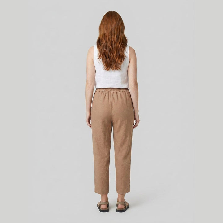 Sierra tan linen pants back view
