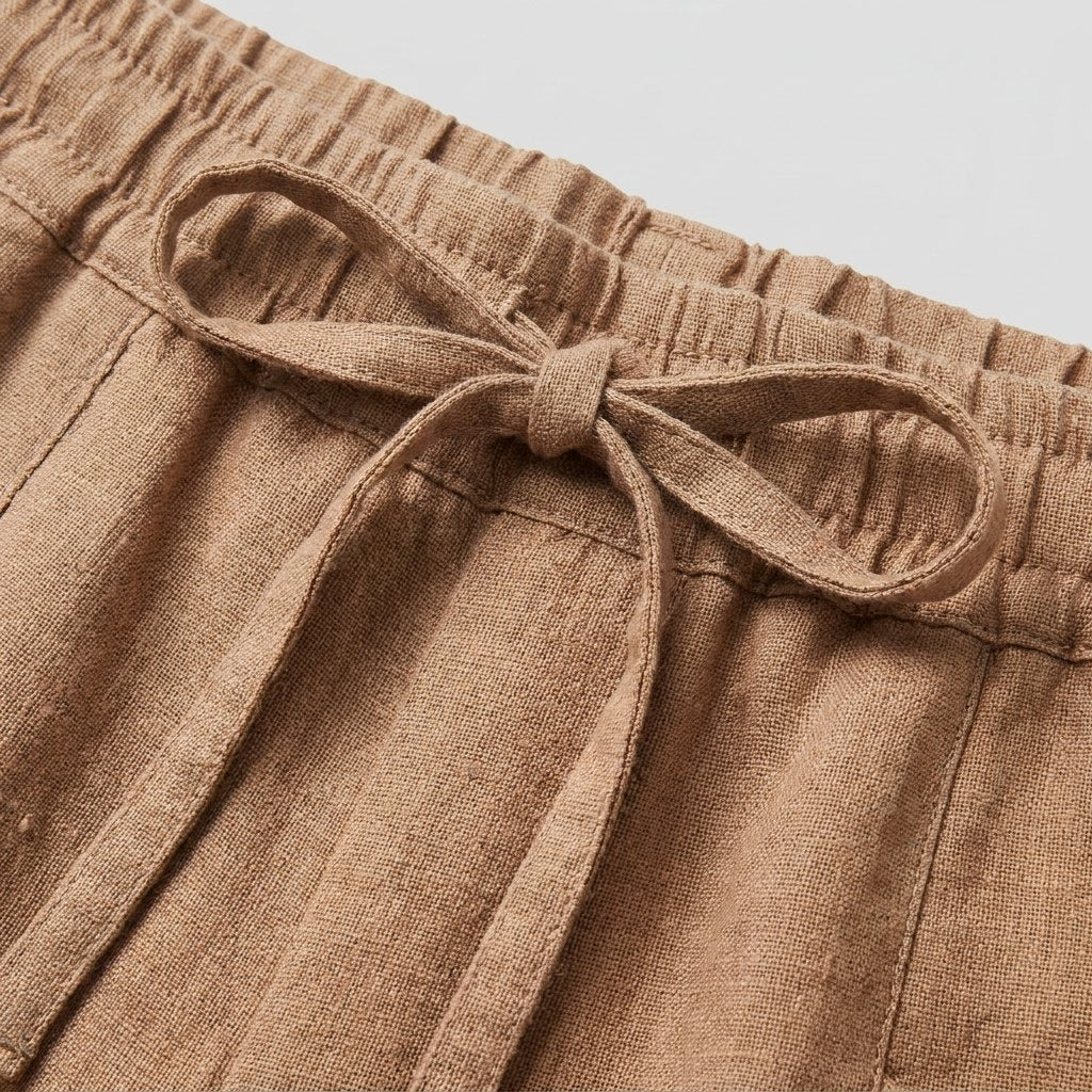Sierra linen fabric and drawstring detail
