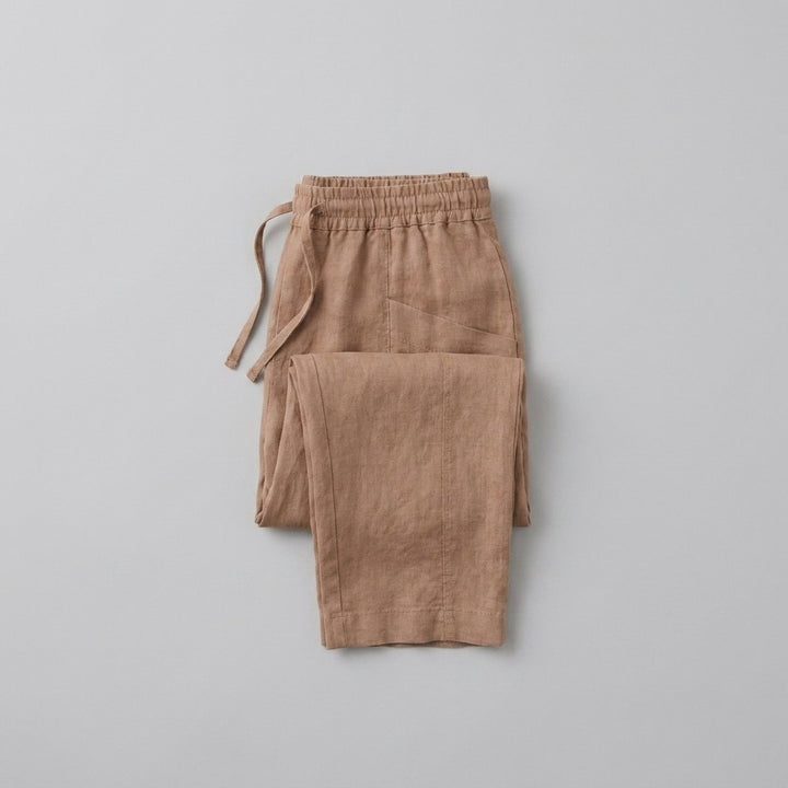 Sierra tan linen pants flat-lay