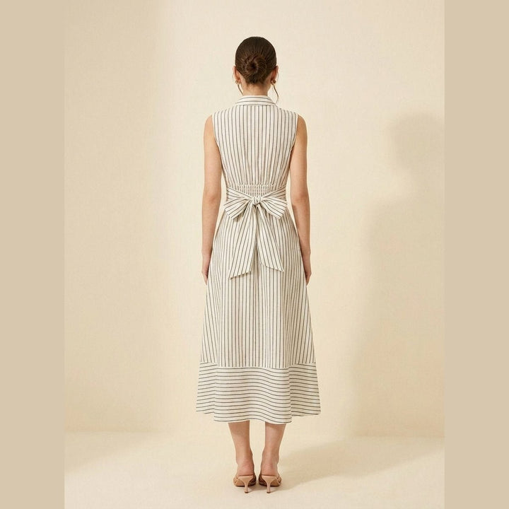 Sierra striped midi dress back tie-waist