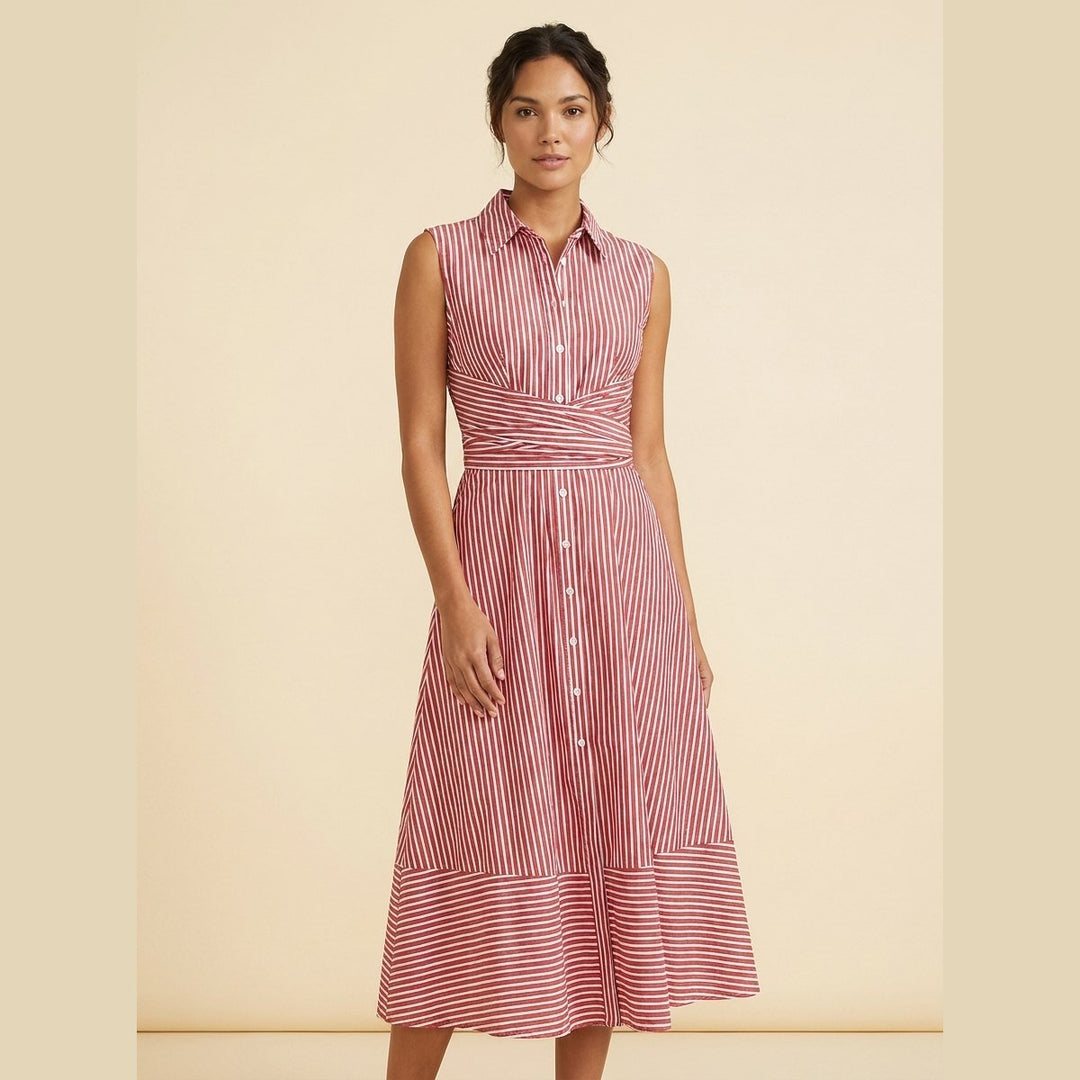 Sierra striped midi dress red