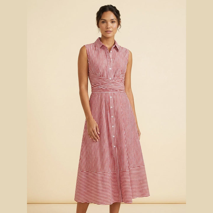 Sierra striped midi dress red