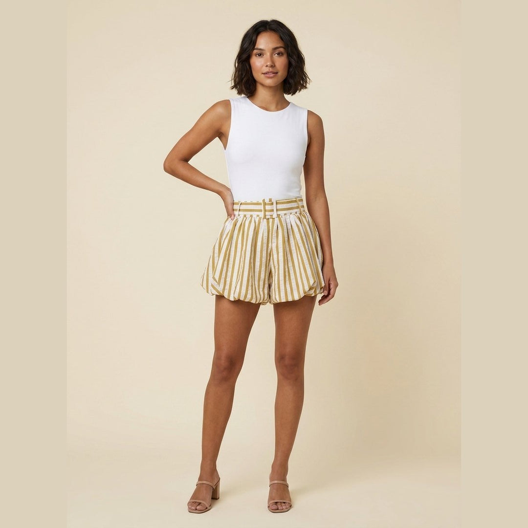 Sierra shorts mustard yellow striped front