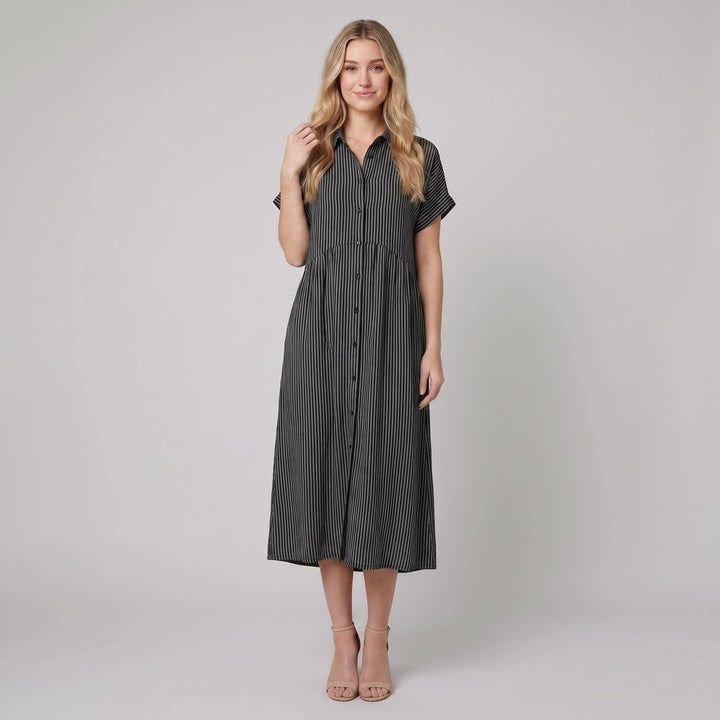 Sierra striped shirt dress black