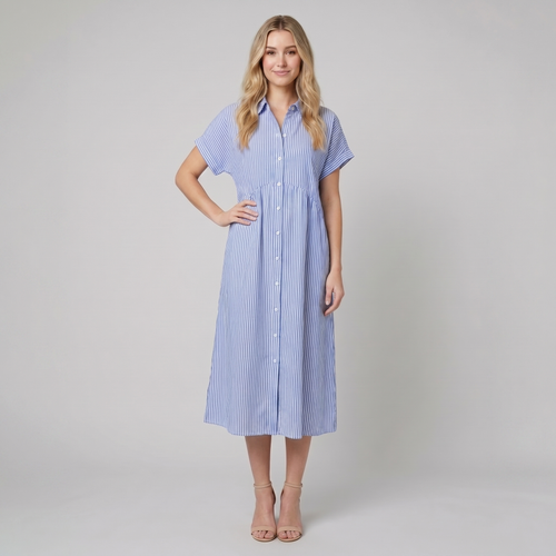 Sierra striped shirt dress blue - The store Vancouver