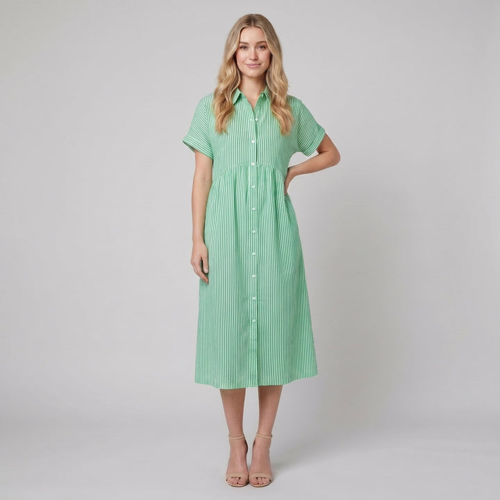 Sierra striped shirt dress green