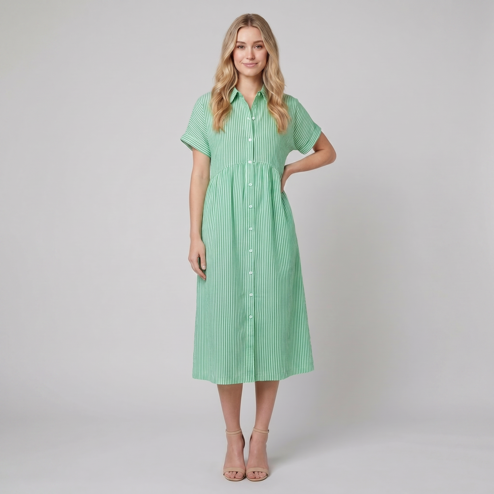 Sierra striped shirt dress green - The store Vancouver