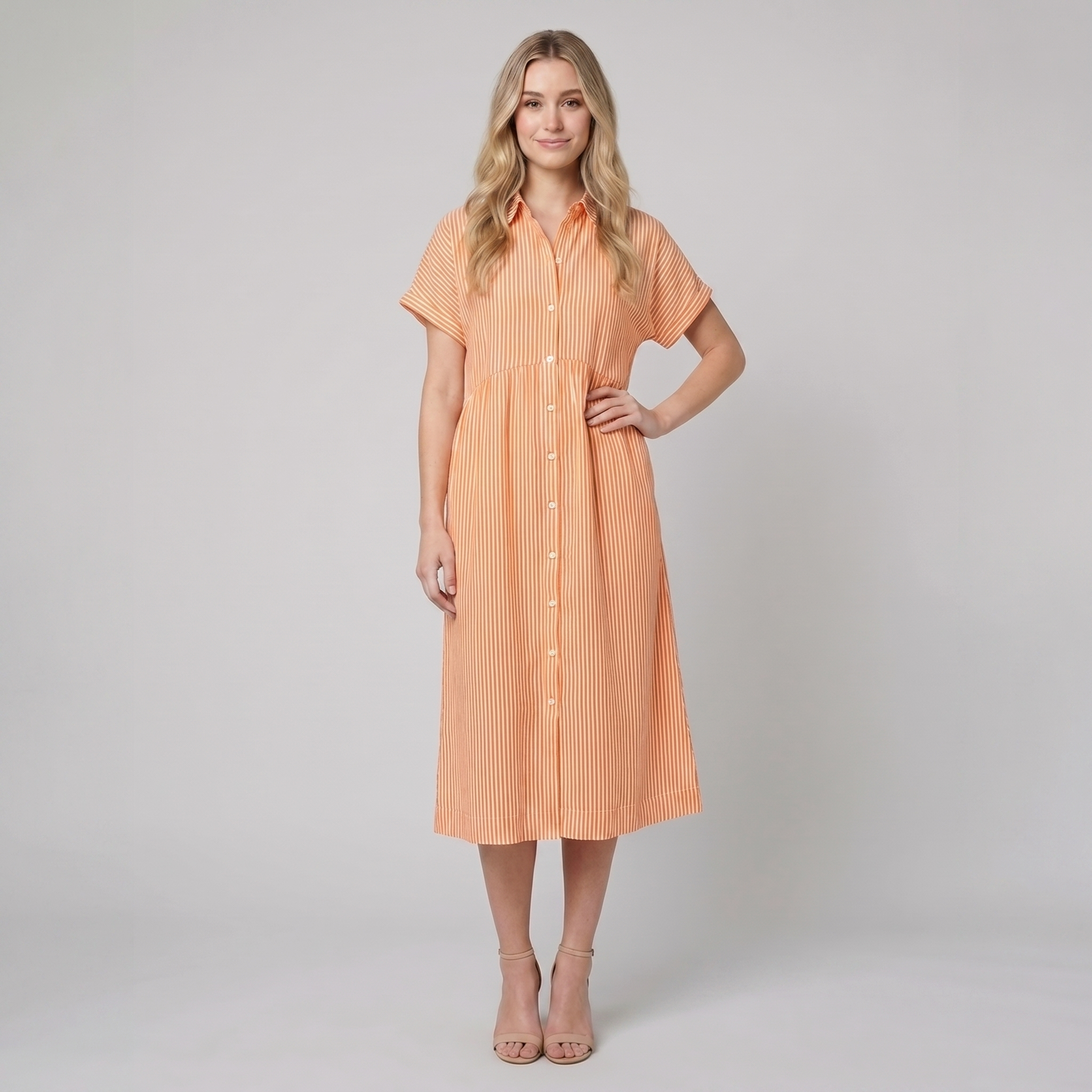 Sierra striped shirt dress orange - The store Vancouver