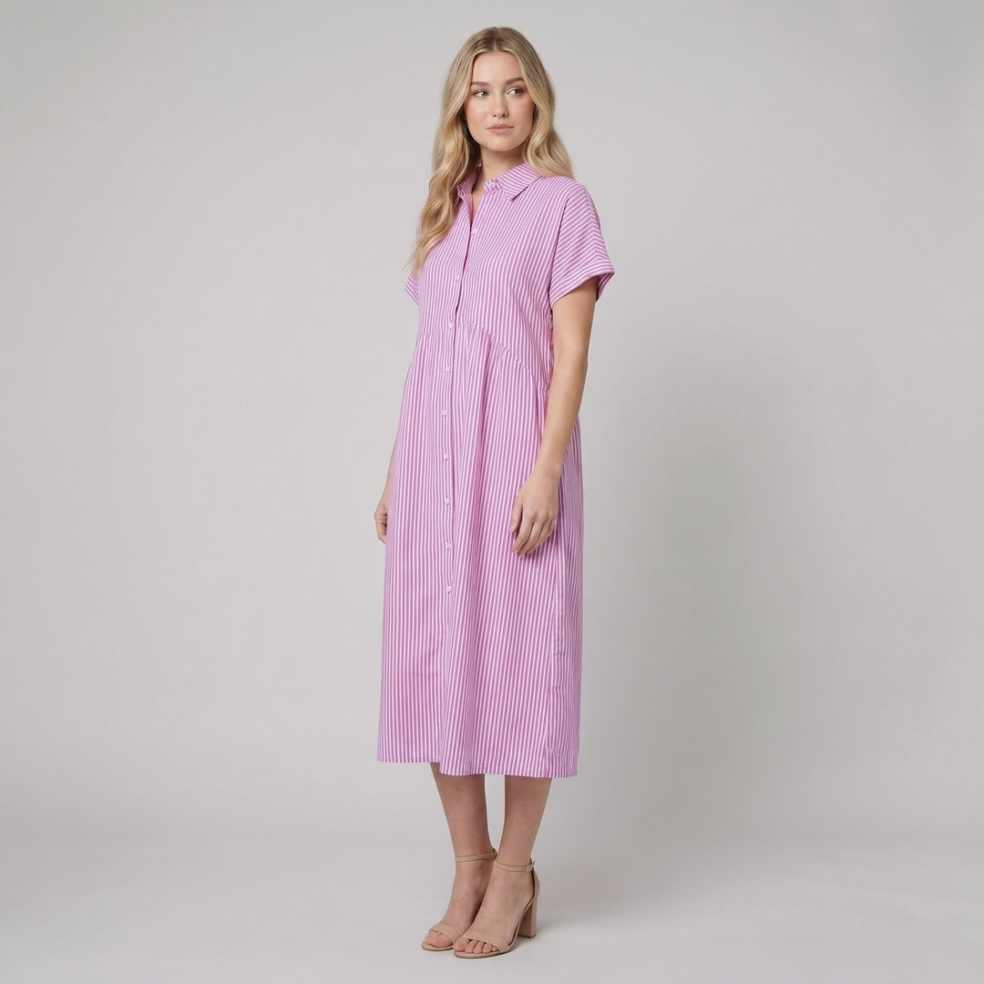 Sierra striped shirt dress pink