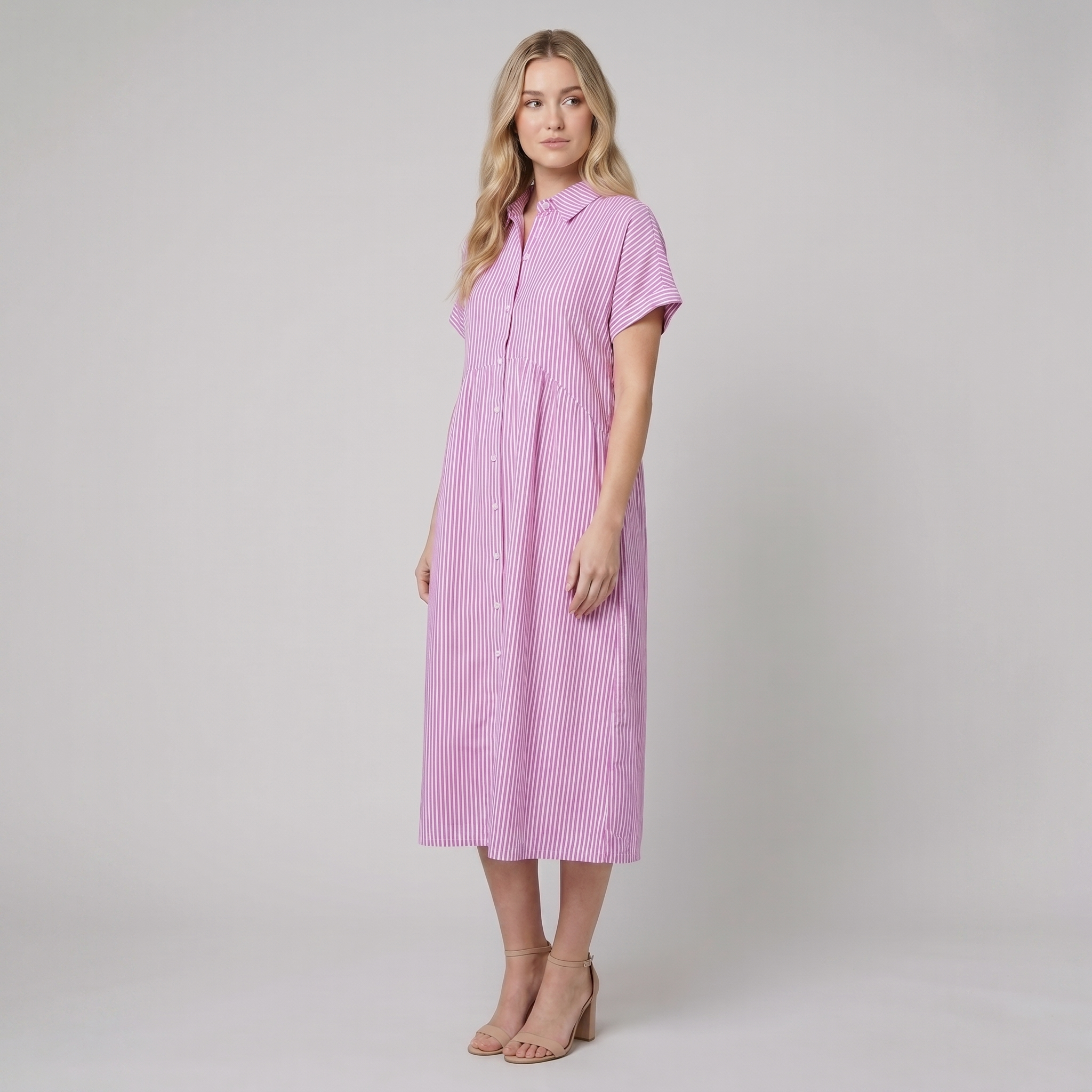Sierra striped shirt dress pink - The store Vancouver