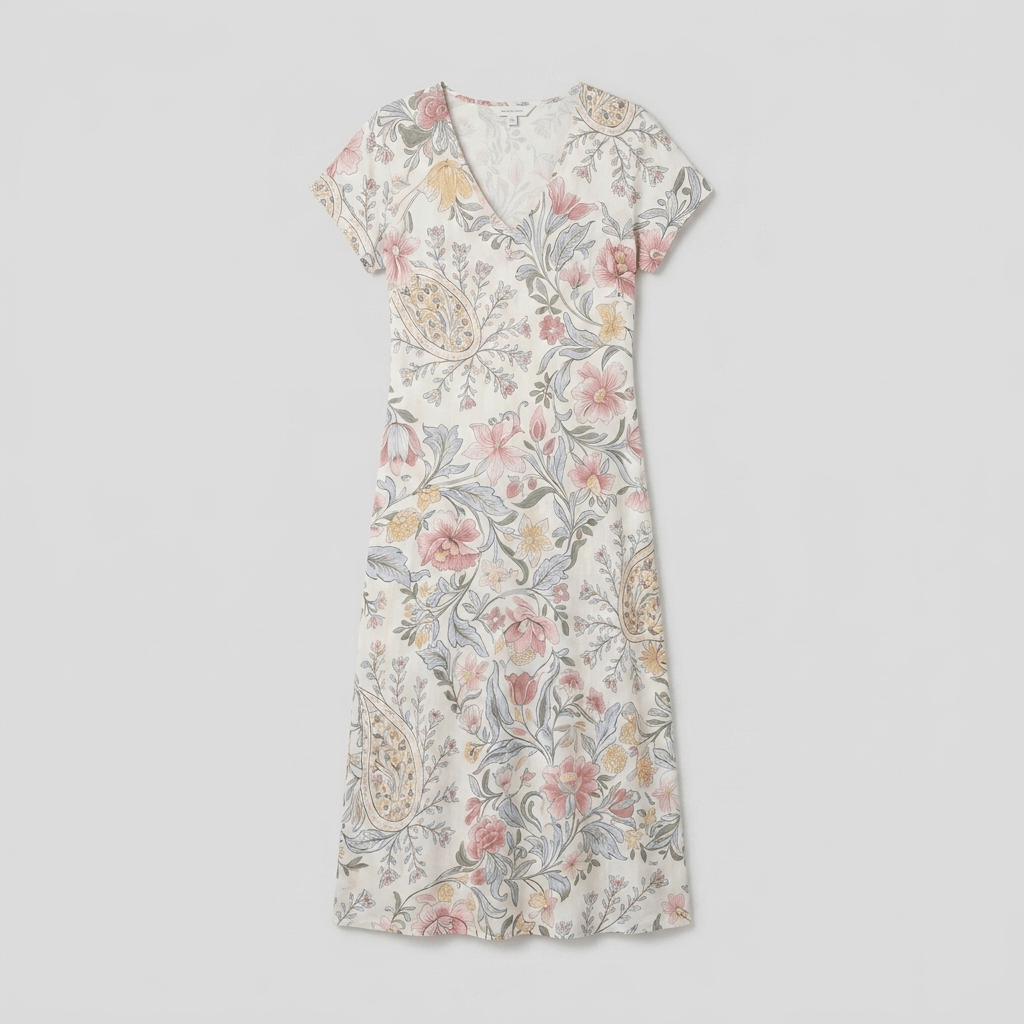 Sixtine floral midi dress, flat lay