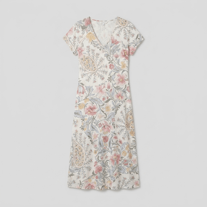 Sixtine floral midi dress, flat lay