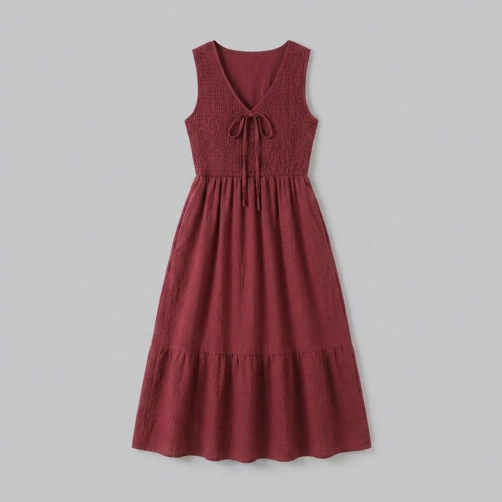 Sleek Aline dress burgundy flat lay