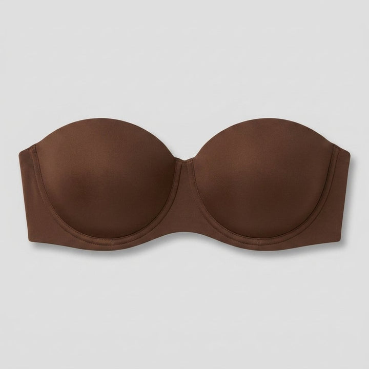 Sleek Balconette Bra Brown molded strapless