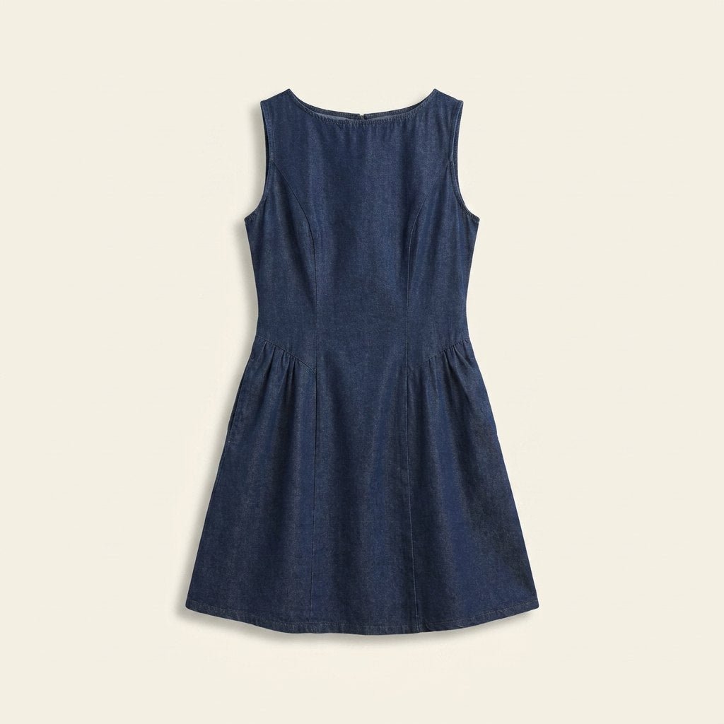 Sleek Denim Dress dark blue product flat lay