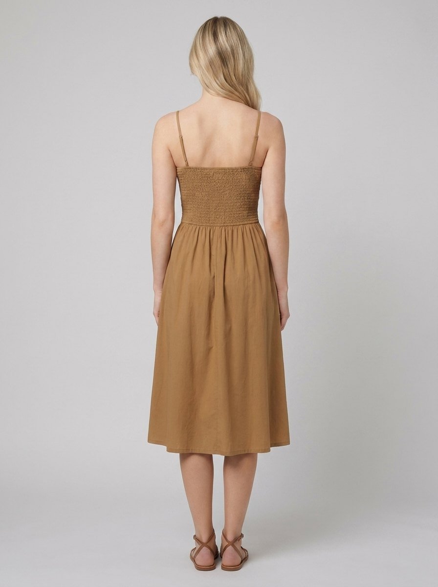 Soleil flowy A-line dress back view