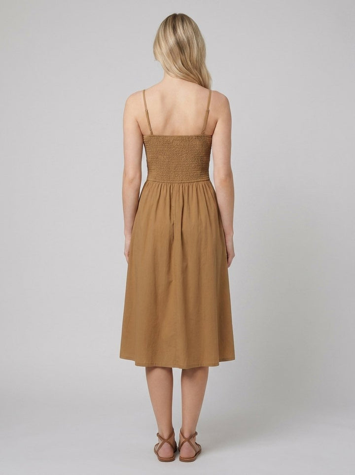 Soleil flowy A-line dress back view