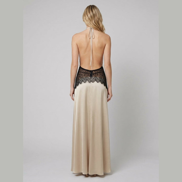 Soleil satin maxi dress backless back view