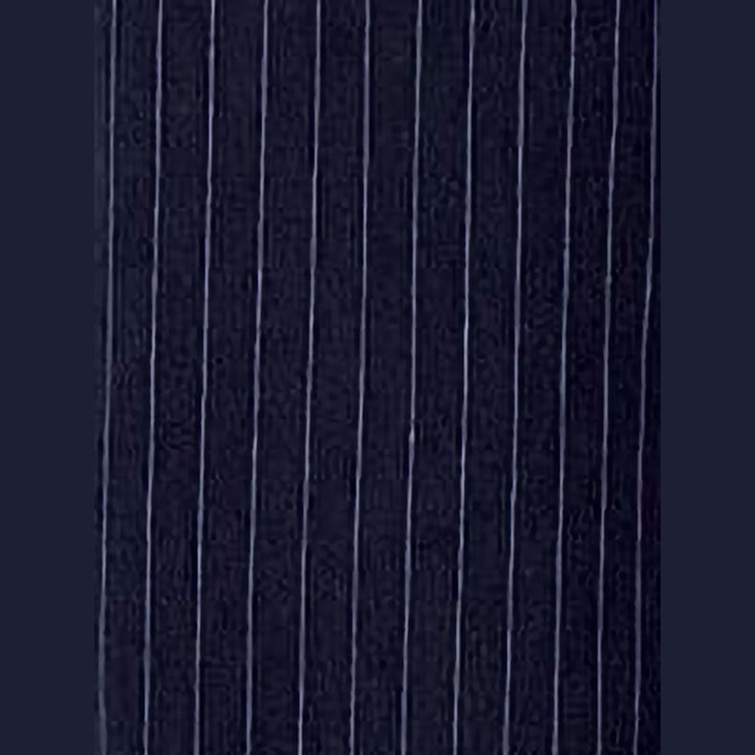 Navy pinstripe fabric close-up
