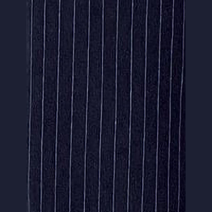 Navy pinstripe fabric close-up