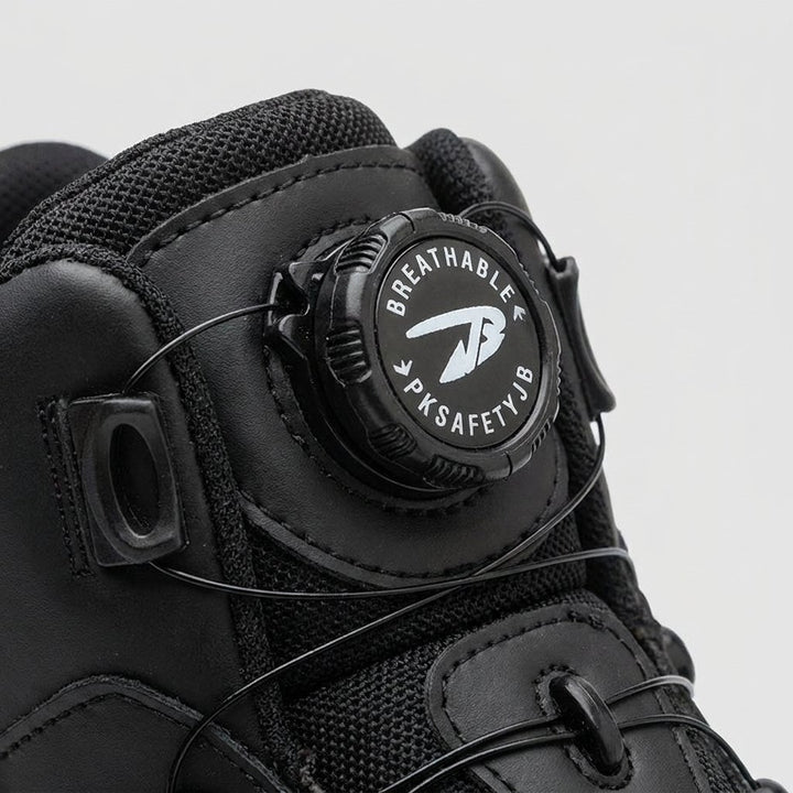 Safety shoe BOA dial closure detail