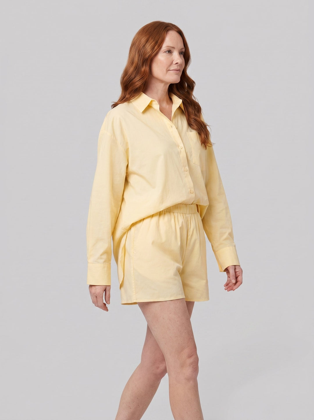 Sunday Poplin Set yellow front pose two