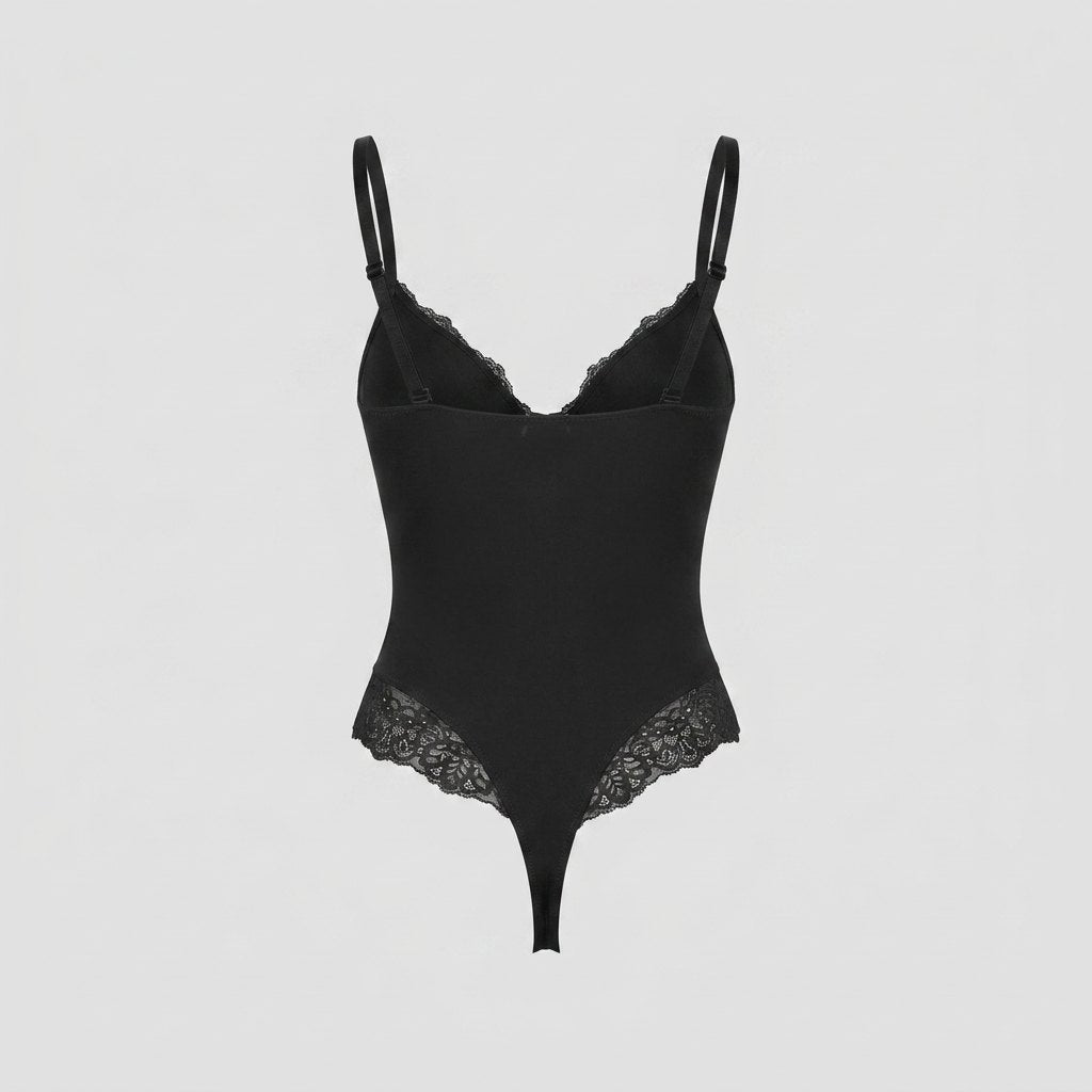 Svelte lace deep-V bodysuit back view
