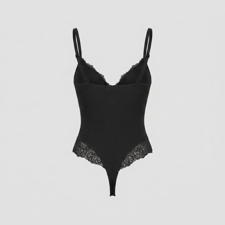 Svelte lace deep-V bodysuit back view