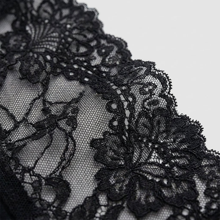 Svelte lace deep-V bodysuit lace fabric detail
