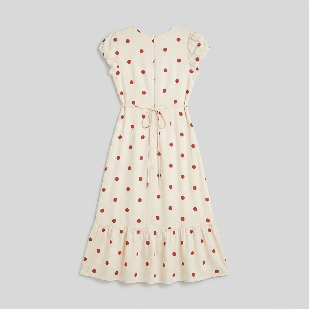 Sybille polka dot midi dress product flat lay