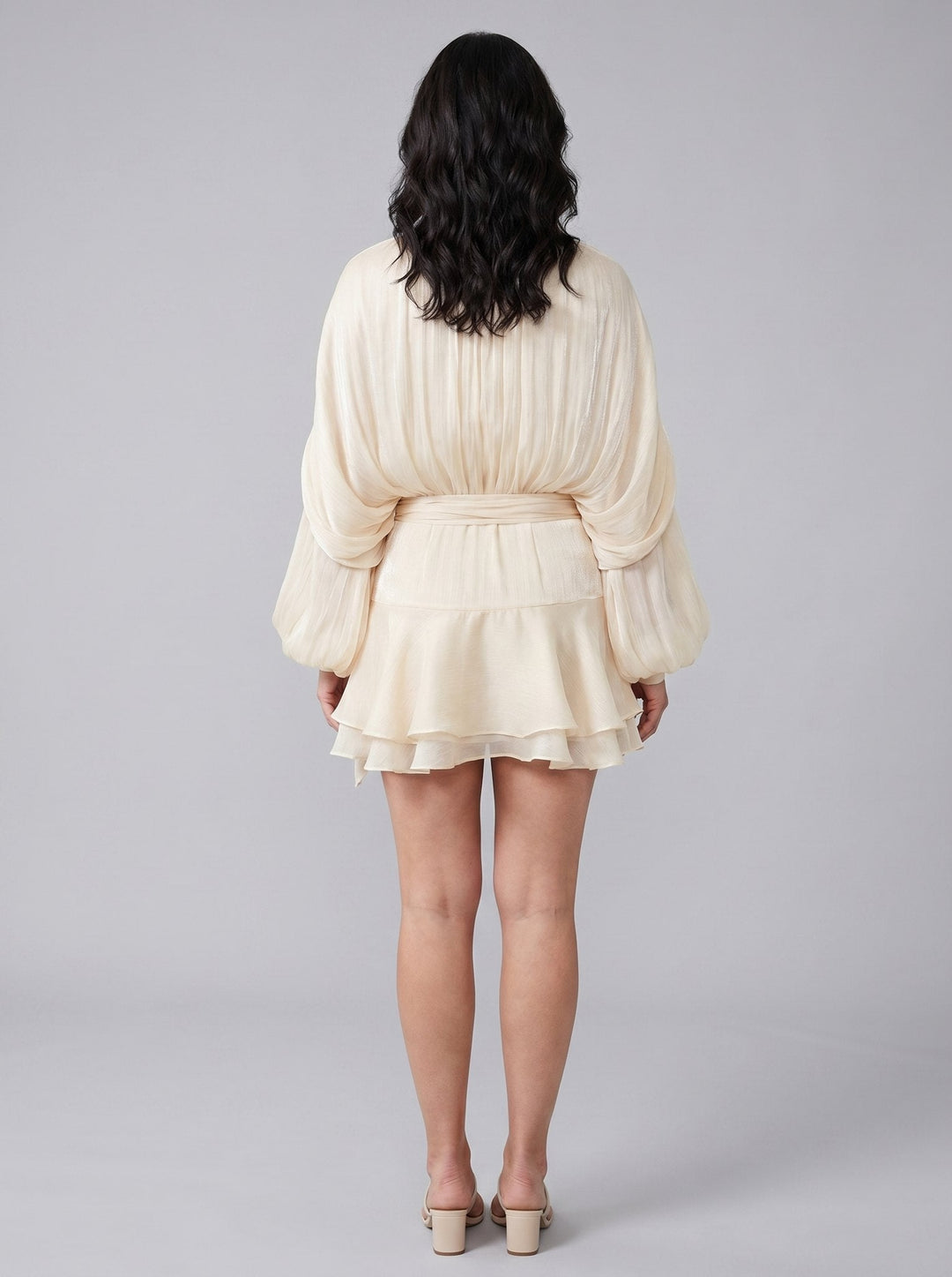 Sylvie pleated mini cocktail dress cream back view