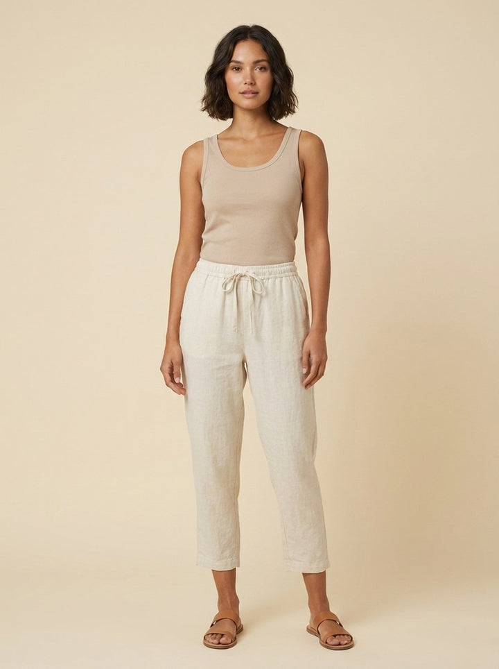 Talia linen capri pants front