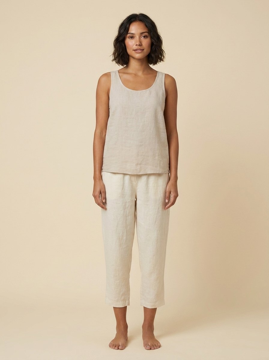 Talia linen capri pants front pose 2