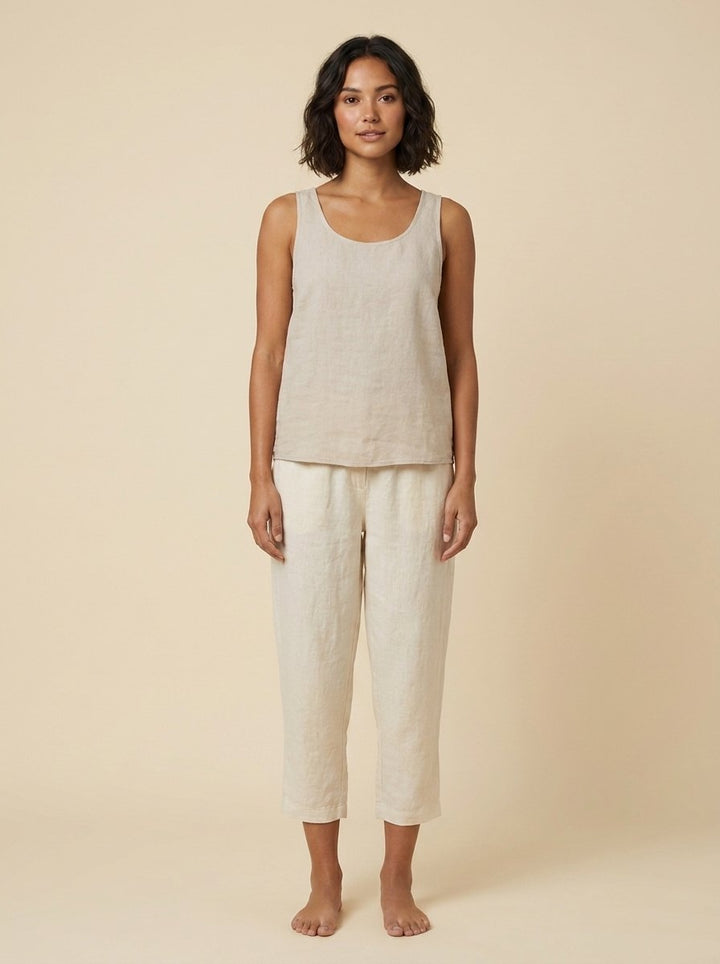 Talia linen capri pants front pose 2