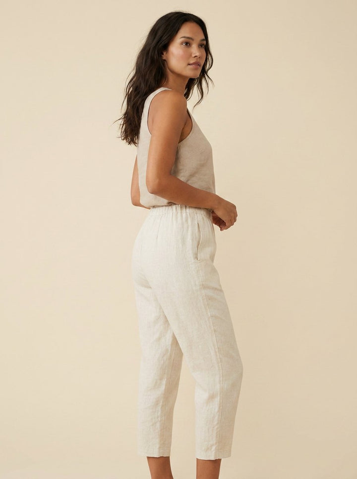 Talia linen capri pants side