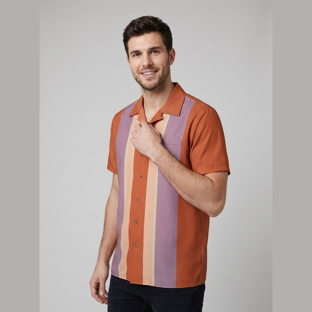 Talon rust camp collar shirt detail pose