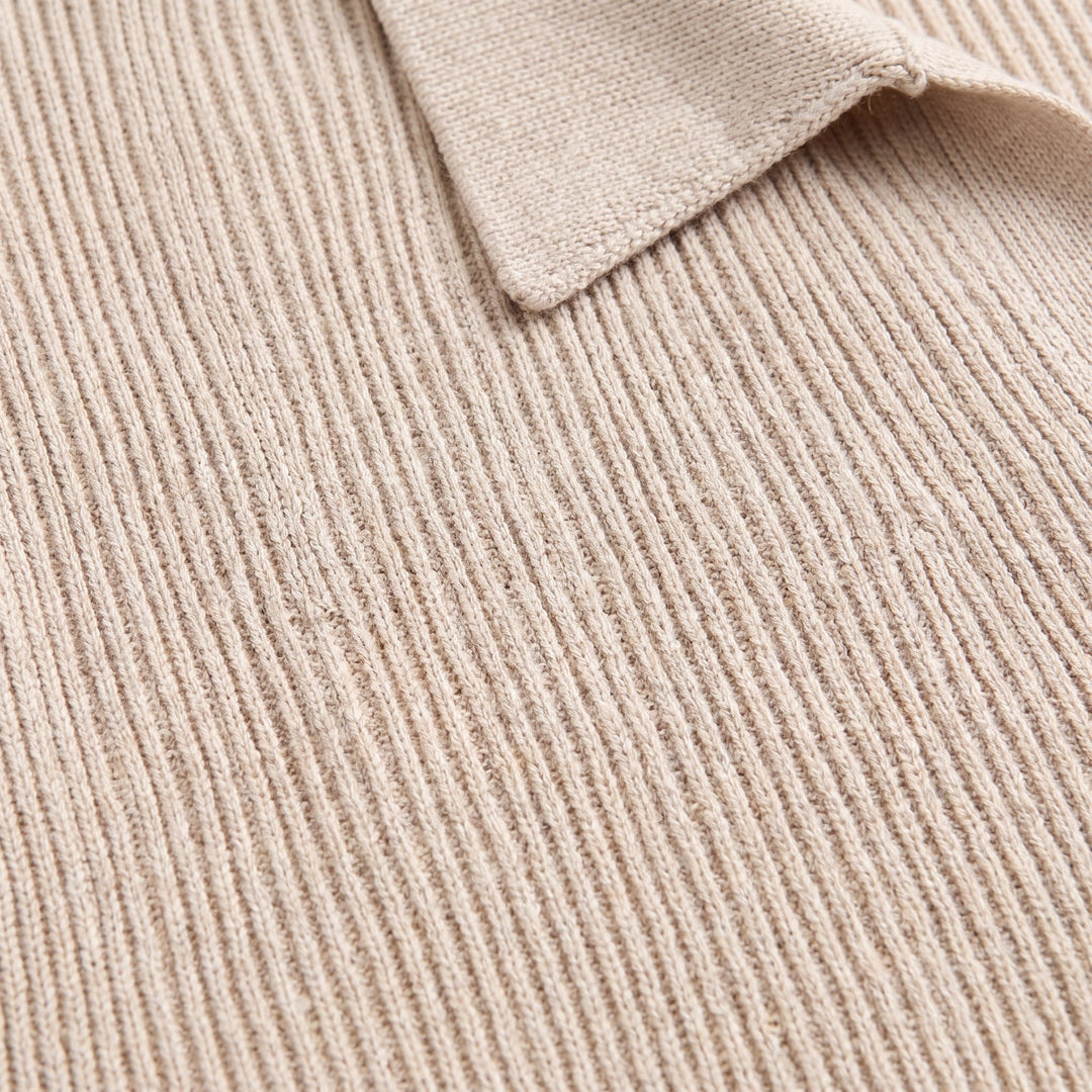 Talon sand ribbed knit fabric close-up