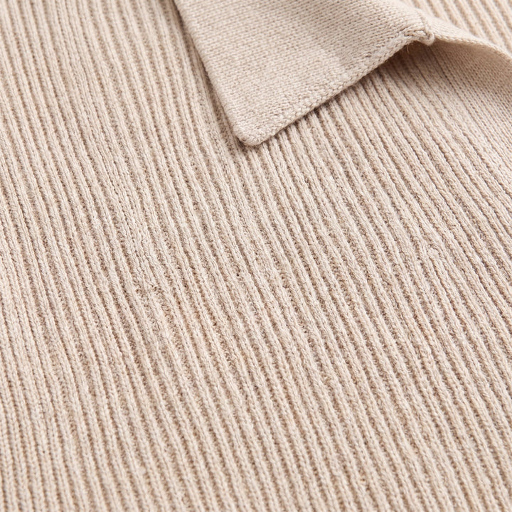 Talon sand ribbed knit fabric close-up