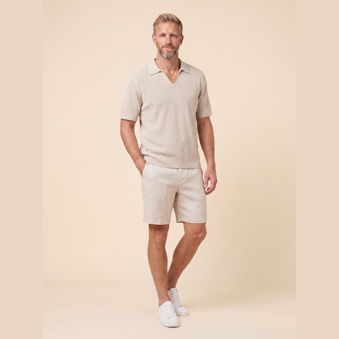 Talon sand knit mens polo front pose two