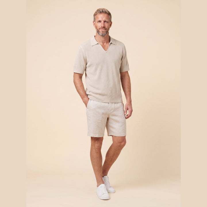 Talon sand knit mens polo front pose two