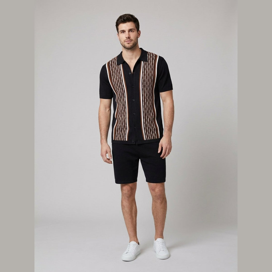 Tango knit polo set black on model