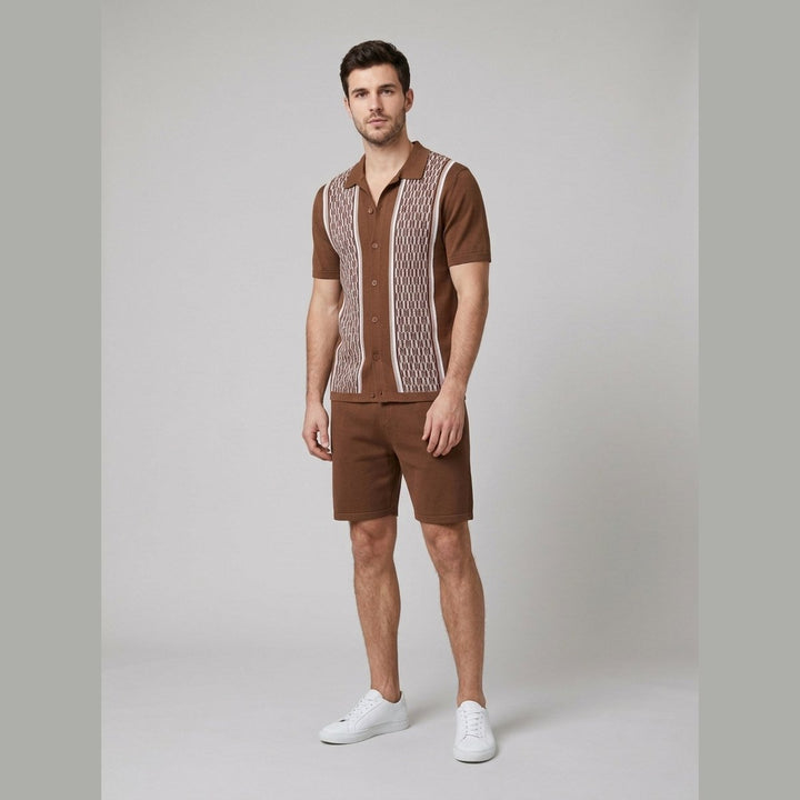Tango knit polo set coffee on model
